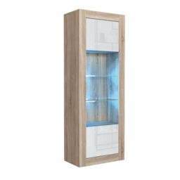 Creative Furniture Illume Display Cabinet 170cm - A Stylish & Modern Cabinet with Glass Shelves & LED Lights in Light Oak - thumbnail 3