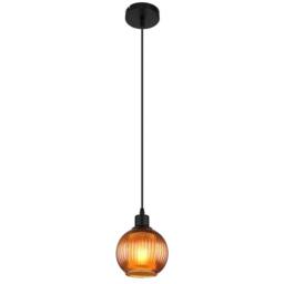 Netlighting Zumba Dome Pendant Matt Black Ball Bronze Glass Shade 1x E27 - thumbnail 1