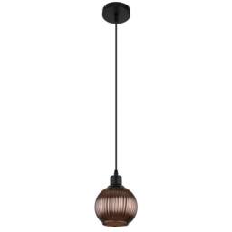 Netlighting Zumba Dome Pendant Matt Black Ball Bronze Glass Shade 1x E27 - thumbnail 2