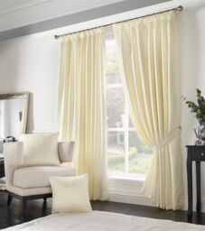 Luxury Living Adi Lined Pencil Pleat Curtains in Cream - Size: 117 cm width x 229 cm drop - thumbnail 2