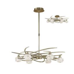 Netlighting Maremagnum Telescopic Semi Flush Convertible 6 Light G9 Antique Brass in Bronze