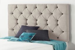 Somnior Premier Divan Bed Base with Headboard Plush Velvet in Stone - Size: King - thumbnail 2