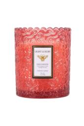 Living and Home Embossing Glass Cup Soy Wax Scented Candle in Red - thumbnail 5