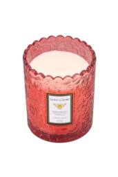 Living and Home Embossing Glass Cup Soy Wax Scented Candle in Red - thumbnail 1