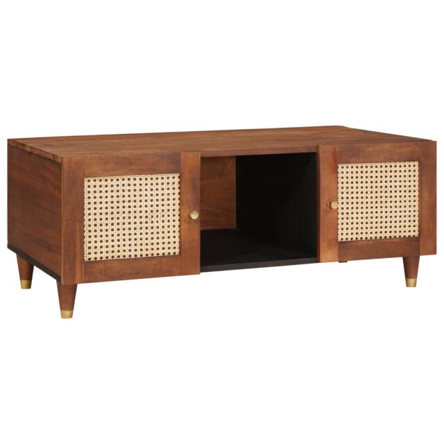 Berkfield Home Coffee Tables with Shelf with Storage with Door Brown Cane & solid mango wood - image 1
