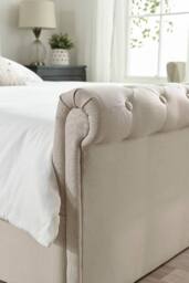 Aspire Chesterfield Ottoman Storage Bed in Natural Linen - Size: Super King - thumbnail 5