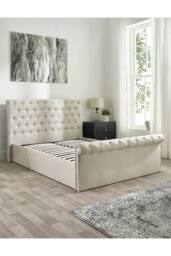 Aspire Chesterfield Ottoman Storage Bed in Natural Linen - Size: Super King - thumbnail 3