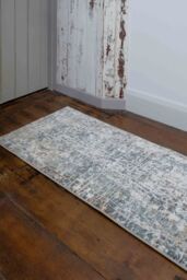 Kukoon Runner Rug Blue Grey Abstract Mosaic Pattern Long Hallway Rugs - Size: 60 cm x 240 cm - thumbnail 2