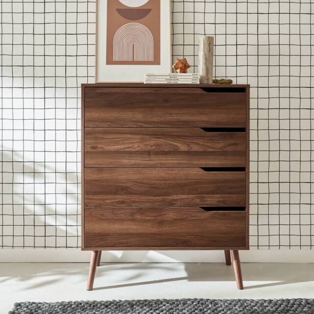 sweeek 4-drawer chest with walnut wood effect in Dark Brown - image 1