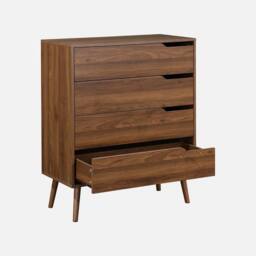sweeek 4-drawer chest with walnut wood effect in Dark Brown - thumbnail 2