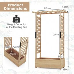 Gymax Raised Garden Bed Fir Wood Planter Box with Hanging Roof-Natural in Light Khaki - thumbnail 2
