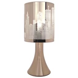 mysmartbuy Skyline Touch Operated Lamp - Mains Powered Indoor Light with Silver Chrome Finish & 4 Stage Dimmer Function - H25.5 x 12cm Dia - thumbnail 2