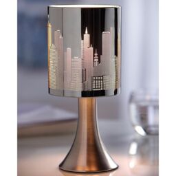 mysmartbuy Skyline Touch Operated Lamp - Mains Powered Indoor Light with Silver Chrome Finish & 4 Stage Dimmer Function - H25.5 x 12cm Dia - thumbnail 1