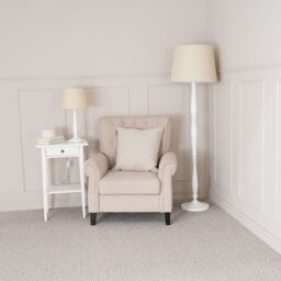 ValueLights Victoria White Wood Traditional Floor Lamp with Fabric Tapered Shade & Bulb in Cream - thumbnail 5