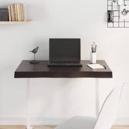 Berkfield Home Table Top Dark Grey 80x50x(2-6) cm Treated Solid Wood Live Edge in Charcoal - thumbnail 1