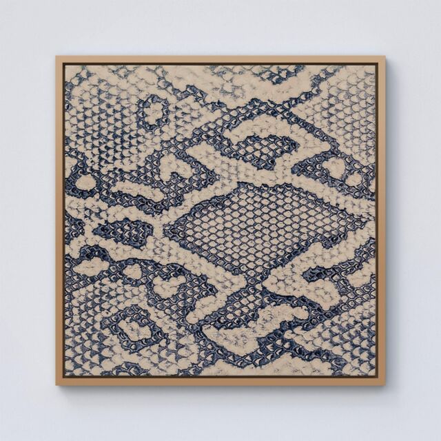Warren Reed - Designer Snake Skin Framed Canvas in Light Brown - Size: w40 inch x h40 inch - image 1