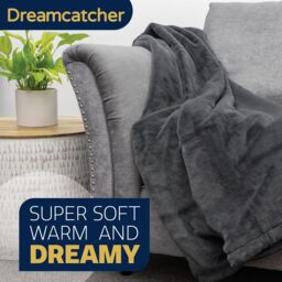 Dreamcatcher Luxury Faux Fur Polyester Throw Over Blanket 160x130cm in Dark Grey - Size: 160x130 cm - thumbnail 6