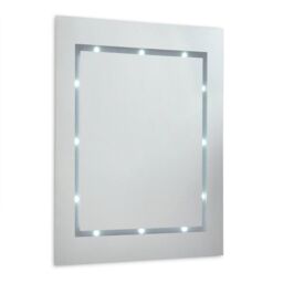 ValueLights Mirror IP44 Bathroom Battery Operated Integrated Cool White LED Mirror Light in Silver