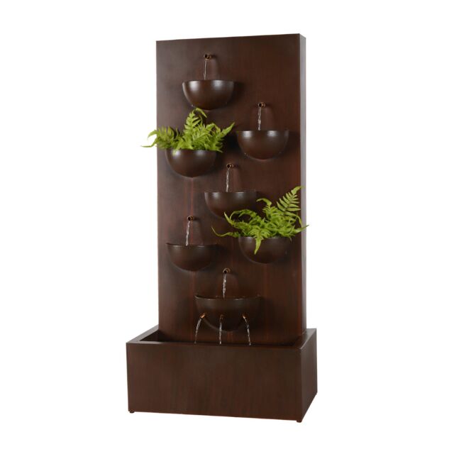 Primrose 'Tozi' Bowl Tiered Water Wall Planter Outdoor Garden Water Feature in Stone