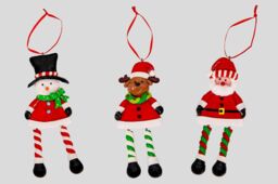Shatchi Christmas Tree Hanging Decoration 12Pcs Santa Snowman Reindeer - thumbnail 2