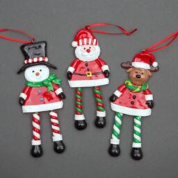 Shatchi Christmas Tree Hanging Decoration 12Pcs Santa Snowman Reindeer - thumbnail 3