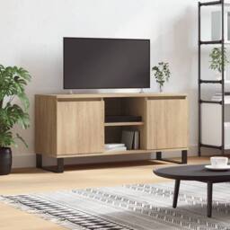Berkfield Home TV Cabinet Sonoma Oak 104x35x50 cm Engineered Wood in Light Brown - Size: 104 x 35 x 50 cm - thumbnail 2