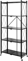 Hygrad Built to Survive Black Metal 5 Tier Wire Multifunctional Foldable Portable No Assembly Free Standing Kitchen Bathroom Study Shelf Cabinet Rack - thumbnail 2