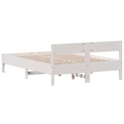 Berkfield Home Beautiful Bed Frame without Mattress White 135x190 cm Double Soli - thumbnail 6