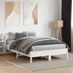 Berkfield Home Beautiful Bed Frame without Mattress White 135x190 cm Double Soli - thumbnail 2