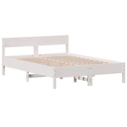 Berkfield Home Beautiful Bed Frame without Mattress White 135x190 cm Double Soli - thumbnail 1