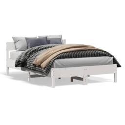 Berkfield Home Beautiful Bed Frame without Mattress White 135x190 cm Double Soli - thumbnail 3