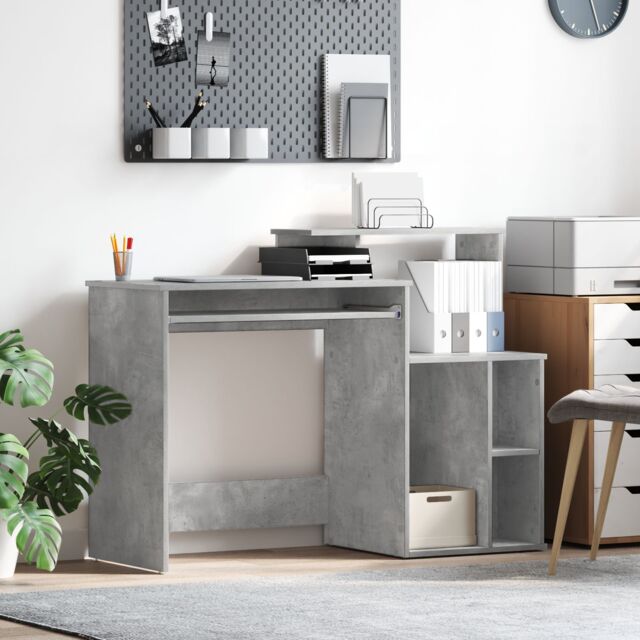 Berkfield Home Desk with Storage Concrete Grey 120.5x44x88.5 cm Engineered Wood - image 1