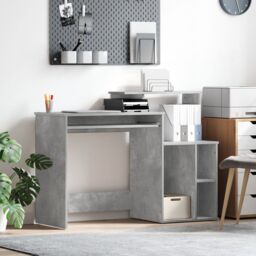 Berkfield Home Desk with Storage Concrete Grey 120.5x44x88.5 cm Engineered Wood - thumbnail 1