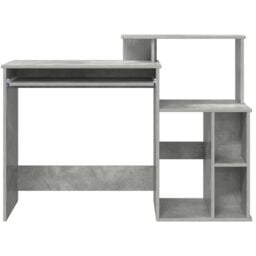 Berkfield Home Desk with Storage Concrete Grey 120.5x44x88.5 cm Engineered Wood - thumbnail 4
