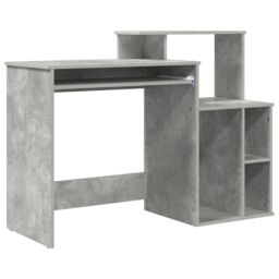Berkfield Home Desk with Storage Concrete Grey 120.5x44x88.5 cm Engineered Wood - thumbnail 2