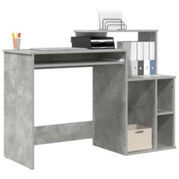 Berkfield Home Desk with Storage Concrete Grey 120.5x44x88.5 cm Engineered Wood - thumbnail 3