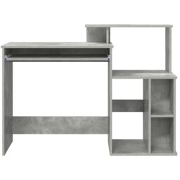 Berkfield Home Desk with Storage Concrete Grey 120.5x44x88.5 cm Engineered Wood - thumbnail 5