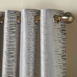 Luxury Living Reflect Jacquard Fully Lined Ready Made Ring Top Curtains in Silver - Size: 168 cm width x 137 cm drop - thumbnail 3