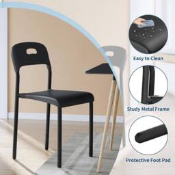 London Boutique 2PCS Modern Stackable Dining Chairs Set Plastic Kitchen Side Chairs in Black - thumbnail 4