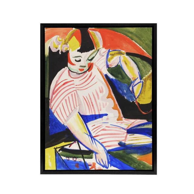 "Artery8 Child Colourful Painting Henry Lyman Sayen Framed Canvas Wall Art - Size: W18"" x H24""" - image 1