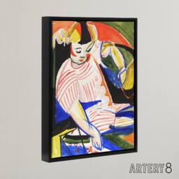 "Artery8 Child Colourful Painting Henry Lyman Sayen Framed Canvas Wall Art - Size: W18"" x H24""" - thumbnail 2
