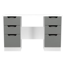 Ready Assembled 2 U Holborn 6 Drawer Kneehole Desk (Ready Assembled) in Dark Grey - thumbnail 1