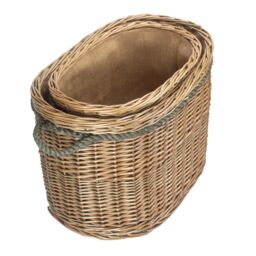 Red Hamper Wicker Set 2 Oval Rope Handled Log Baskets in Brown - thumbnail 3