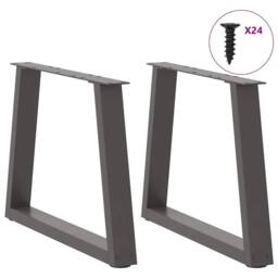 Berkfield Home Dining Table Legs V-Shape 2 pcs Anthracite 60x(42-43.3) cm Steel in Dark Grey - thumbnail 3