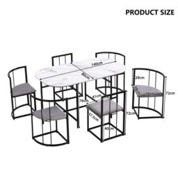 Matteo Modern Dining Table Set with Six Chairs & Grey Cushions - thumbnail 9