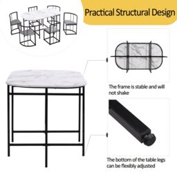 Matteo Modern Dining Table Set with Six Chairs & Grey Cushions - thumbnail 7