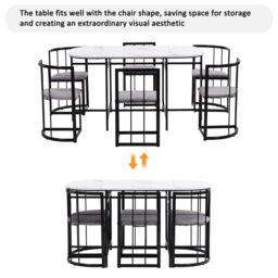 Matteo Modern Dining Table Set with Six Chairs & Grey Cushions - thumbnail 8