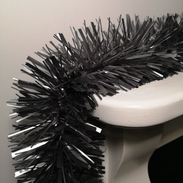 Samuel Alexander 2m x 15cm Chunky & Fine Mix Christmas Tinsel Garland in Matt Graphite in Dark Grey - Size: 2m x 15 cm - image 1