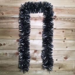 Samuel Alexander 2m x 15cm Chunky & Fine Mix Christmas Tinsel Garland in Matt Graphite in Dark Grey - Size: 2m x 15 cm - thumbnail 5
