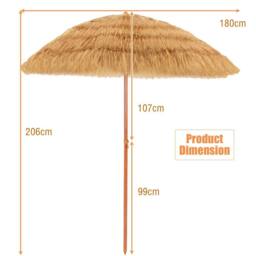 Gymax 180CM Thatched Tiki Beach Umbrella Tilt Hawaiian Patio Portable Parasol in Khaki - thumbnail 2